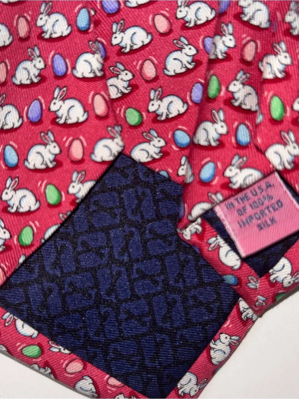Vineyard Vines Bunnies & Eggs Easter Pink Boy’s Silk Tie Preppy